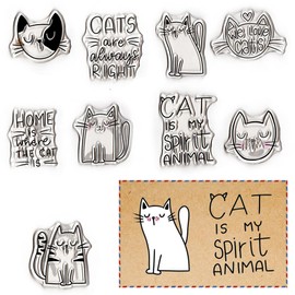 Cartoon Cats Clear Stamps for Card Making Decoration DIY Scrapbooking, Animals Kitten Transparent Rubber Seal Stamps for Photo Card Album Crafting Supplies