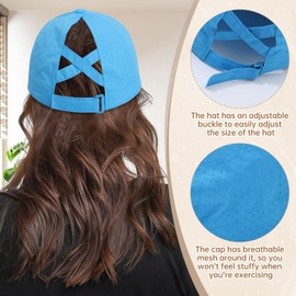 Coubeau Women's Quick-Drying Baseball Cap - Adjustable Women's Sports Cap, Running Cap with Ventilation Holes, Fitness Cap, Spring and Summer Baseball Cap is Not Stuffy, blue, Unit size