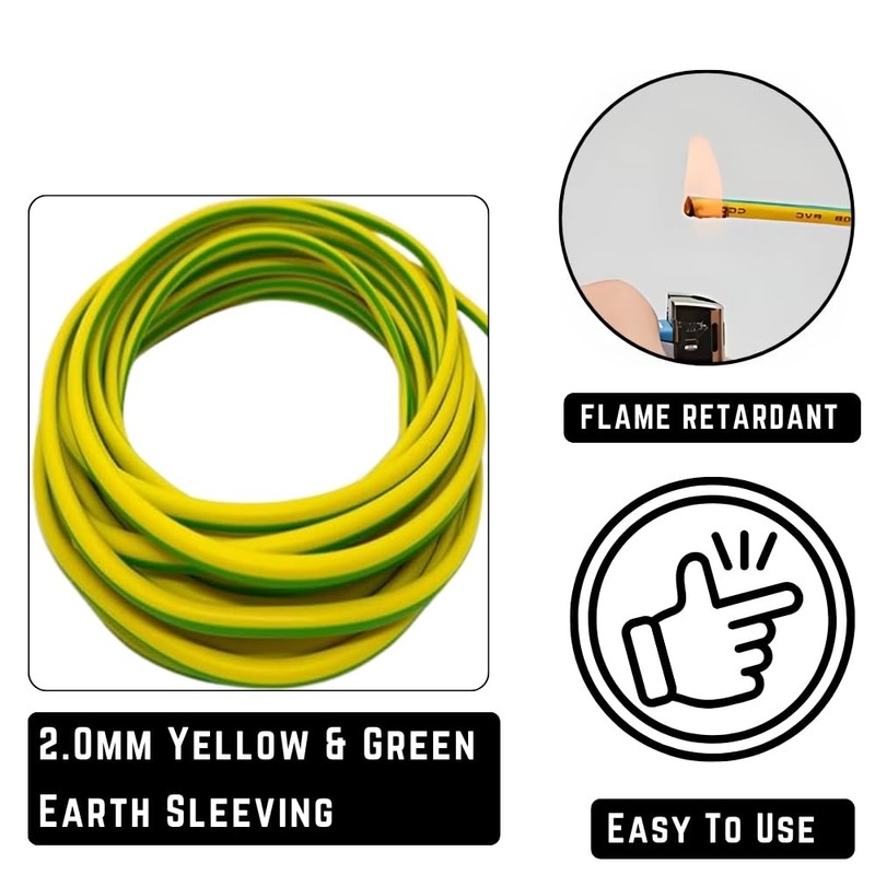 BUYERS POINT 2.0mm Yellow & Green Earth Sleeving | 1