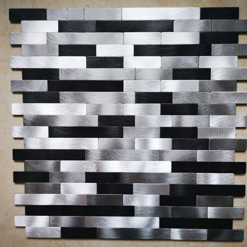 Decopus Metal Mosaic Tile Backsplash -LNG Oblong in Black/Gray/Silver 5pc/Pack
