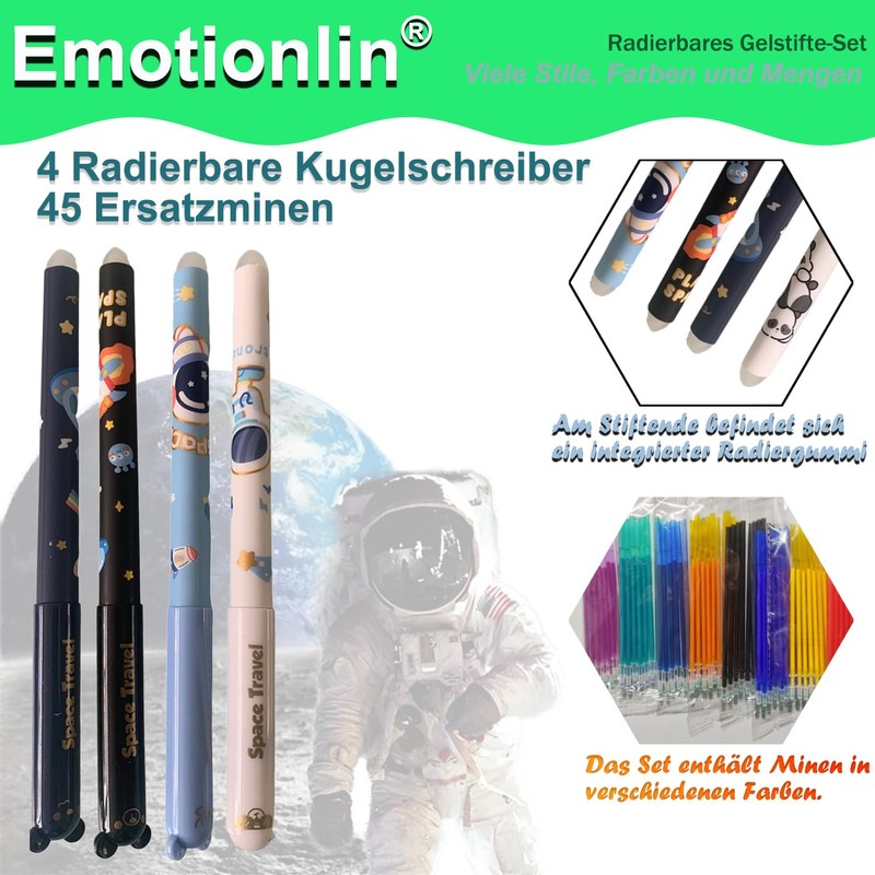 Emotionlin Astronaut Gel Pen Set - 49-Piece Writing Set with