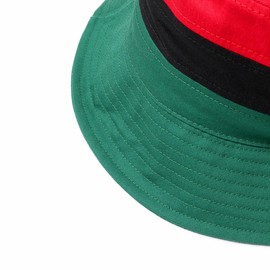WESTEND Spring/Summer Cotton Wide Brim Bucket Hat for Men & Women, Color Block (Red, Black, Green)