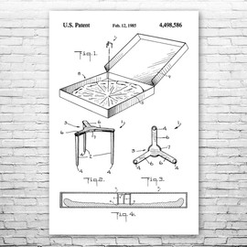 Pizza Box Poster Print, Delivery Driver Gift, Pizza Parlor, Pizzeria, Chef Gift, Restaurant Art, Culinary Gifts Black & White (24 inch x 36 inch)