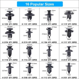 GLK 666Pcs Car Push Retainer Clips Plastic Fasteners Kit with 16 Most Popular Size Nylon Bumper Fender Panel Clips Push Pin Rivets for Toyota GM Ford Honda Chrysler