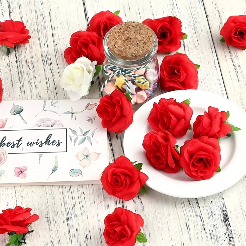 50pcs Cabezas De Rosas Artificiales Manualidades Decoracion