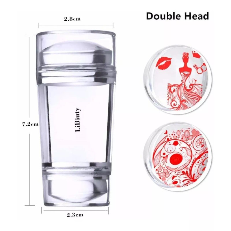 Libiuty Dual Head Clear Jelly Nail Art Stamper Extra 4pcs