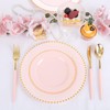 Supernal 102Pcs Pink Plastic Silverware, Gold Disposable Utensils with Pink