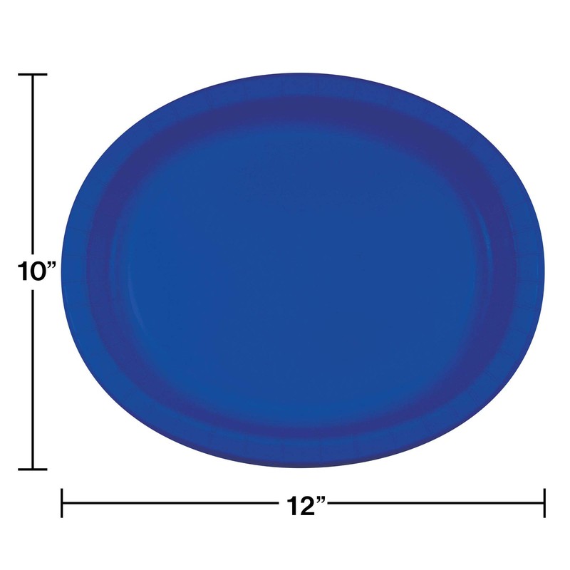Club Pack of 96 Decorative Oval Cobalt Blue Disposable Paper