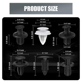 lekudo 100 PCS Car Door Panel Bumper Fastener Clip with Screwdriver, 6.3 mm/8 mm/9 mm/10 mm Six Sizes Portable Push-in Fender Screw Rivet Clip Expansion Screw, Classification Storage Parts (Black)