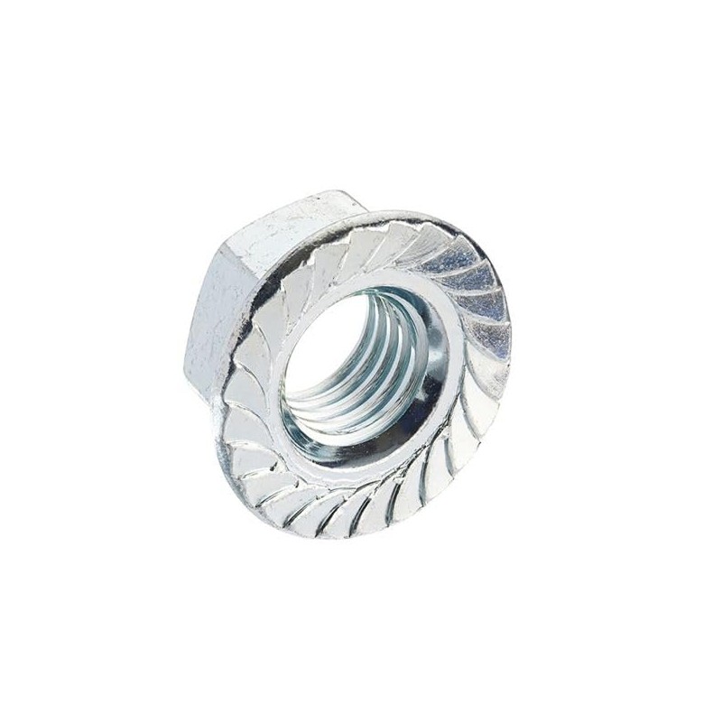 M12 Serrated Flange Hex Nuts - Bright Zinc Plated Steel
