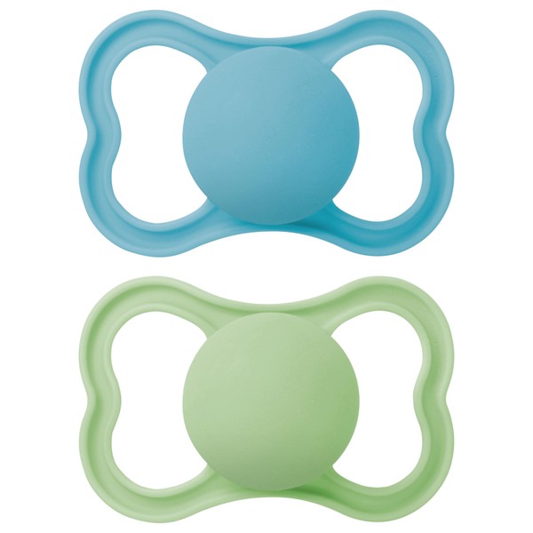 MAM Air Set of 2 Rubber Soothers with Dummy Box, 6-16 Months, Light Blue