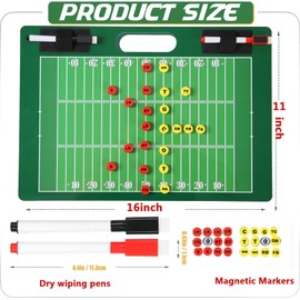 SANXIULY Magnetic Football Board for Coach,Dry Erase Football Clipboard with 24 Magnets.