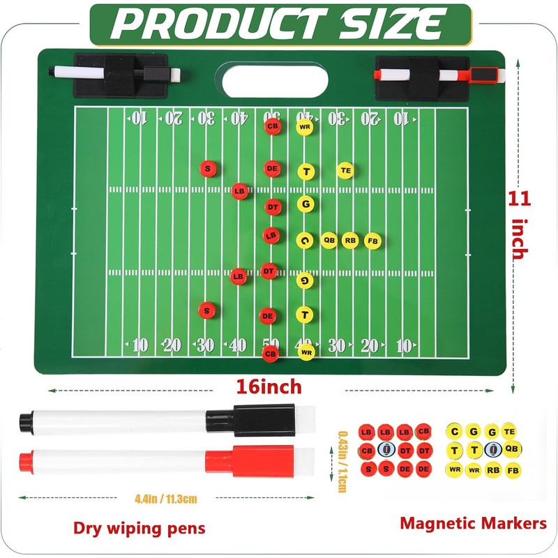 SANXIULY Magnetic Football Board for Coach,Dry Erase Football Clipboard with