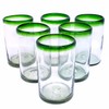 MexHandcraft Emerald Green Rim 14 oz Drinking Glasses (set of