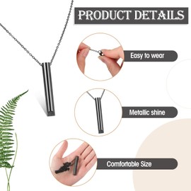 Photect Pack of 4 Breath Necklaces for Anxiety Relief, Mindful Relaxation, Breathing Chain, Portable Stainless Steel Stress Relief Necklace for Deep Breathing Exercise, Men and Women, Meditation,