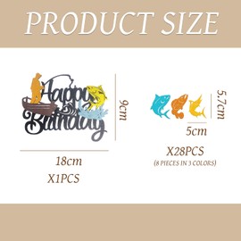 25 Pieces Of Fishing Theme Cakes With Flag Inserts, Paper Cakes With Card Inserts, Cartoon Birthday Accessories, Party Items.