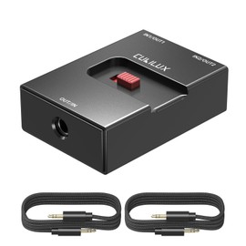 Cubilux 3.5mm Audio Selector, Bidirectional 2-In-1-Out or 1-In-2-Out 1/8-in TRS Headphone Switcher, Ultra-Compact Aluminum Case Passive Toggle A/B AUX Switch Box for PC