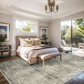 Area Rugs for Living Room: 9x12 Large Soft Washable Rug Modern Abstract Indoor Carpet Non-Slip Backing for Bedroom Dining Room Under Table Home Office Farmhouse- Grey