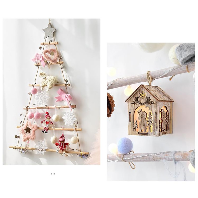 Wooden Hanging Ornaments with Star and Rope Decoration for Wall