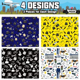 Mpanwen Police Wrapping Paper for Boys Kids, 12 Sheets Police Gift Wrap Police Car Wrapping Paper for Christmas Birthday Holiday - 20 x 29.5 Inches Per Sheet