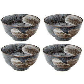 Set of 4 Japanese soup bowls TENMOKU Japanese soup bowl stoneware diameter 17 cm, height 8.6 cm