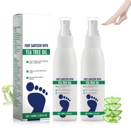 Foot Sanitizer Spray with Tea Tree Oil, Clear Foot Sanitizer Spray, Natural Tea Tree Oil Feet Sprays, Quick-Drying & Travel-Friendly (2 Pcs)