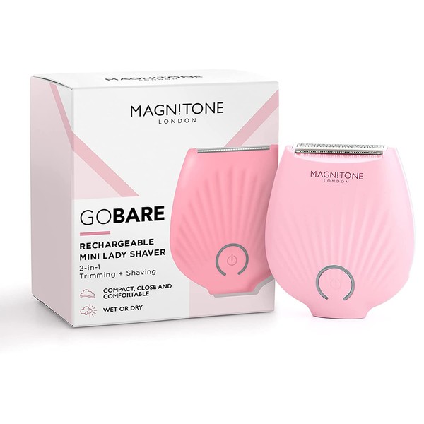 Magnitone GoBare! Rechargeable Waterproof Compact Mini Lady Shaver for Legs, Underarms and Bikini Line (Pink)