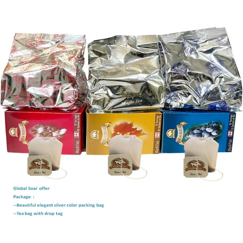 CANADA TRUE 3 Bundle Tea(Maple,Blueberry,Icewine) 3x10 Tea Bags 60g