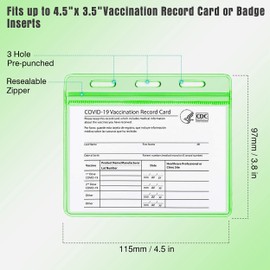 CDC Vaccination Card Holder, Waterproof Sealable Clear Plastic Horizontal ID Card Holder for 4 X 3 to 4.5 X 3.5 Inches Vaccination Immunization Card, Work ID, Key Card, Driver's License(5 Pack)