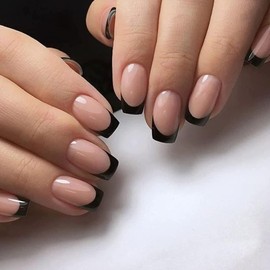24 Piezas Uñas Postizas Francesa Corto, Rosa y Blanco Puntas Desnudas Uñas Postizas con Uñas de Gel Postizas Uñas Press On para Arte de Uñas para Mujeres (B, M)