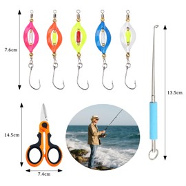 BEELUKY 5 Pieces Spinner Fishing Trout Bait with Fishing Hook Remover and Scissors Trout Bait Trout Fishing Spoon Set Spoons Trout for Trout Pike Perch