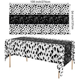 Oudain 6 Pcs 54 x 108 Western Party Decorations Cowgirl Rodeo Paisley Tablecloths Plastic Rectangle Table Runner Table Cover Birthday Decorations for Western Cowboy (Black)