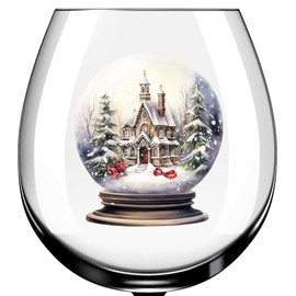 x12 Snow Globe Christmas House Vinyl Decal Stickers sa682