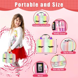 CYZAM Kids Washable Makeup Girl Toys, Real Make Up Set, Little Girls Makeup Kit with Unicorn Bag for Toddler Kid Children Princess, Christmas Birthday Gift Toys for Girl 8 9 10 11 12 Year Old