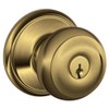 Schlage Georgian Antique Brass Steel Entry Lockset ANSI Grade 2