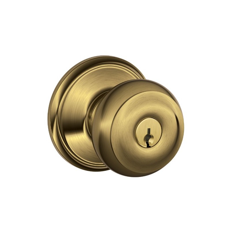 Schlage Georgian Antique Brass Steel Entry Lockset ANSI Grade 2