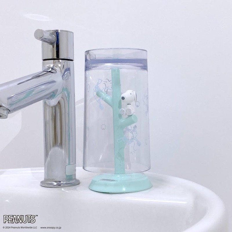 Hashy Top-in Gargle Cup & Stand Snoopy W&B PN-3519