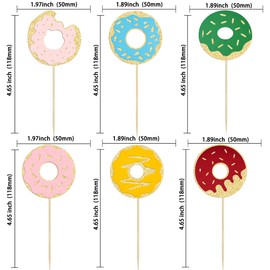 Ephlyn - 24 piezas de donut para cupcakes con purpurina para decoración de tartas, decoración de cumpleaños, baby shower