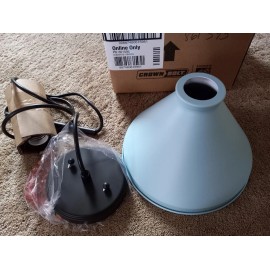 The Home Depot Small Metal Cone Shade Pendant- Light Blue 9 x 6.5 and Fixture