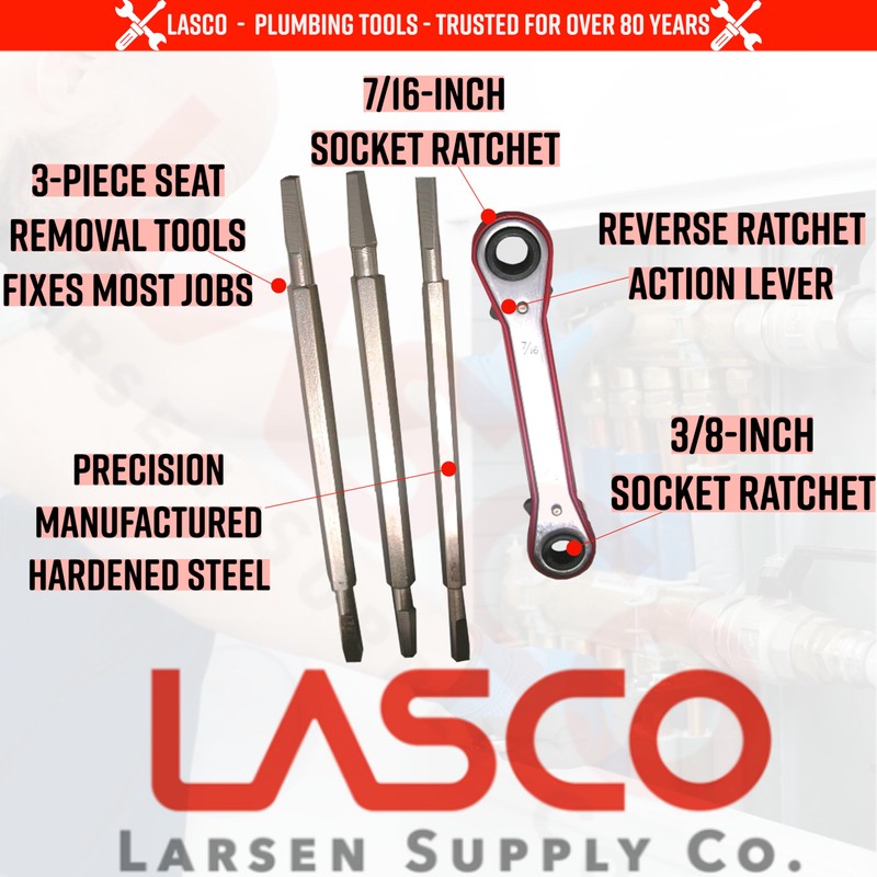 LASCO 13-2111 Metal Seat Removal Set, 3 Removal Tools, Plus
