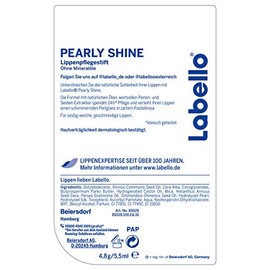 Hidrofugal Labello Pearly Shine Lip Balm with Delicate Shimmering Finish, Intense Lip Care without Mineral Oils 5.5 g