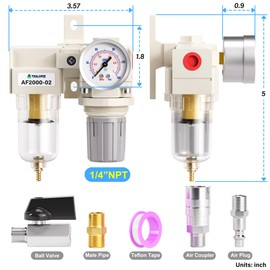 TAILONZ 1/4"NPT 2-in-1 Filter Regulator (AF2000+AR2000)