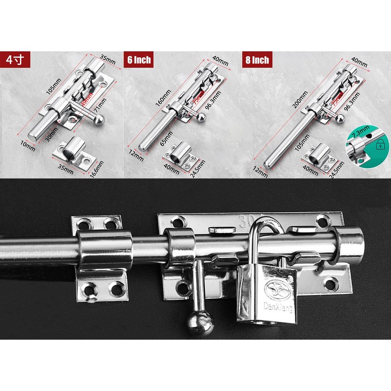 Litensh Heavy Duty Sliding Gate Latch Bolt Door Lock with