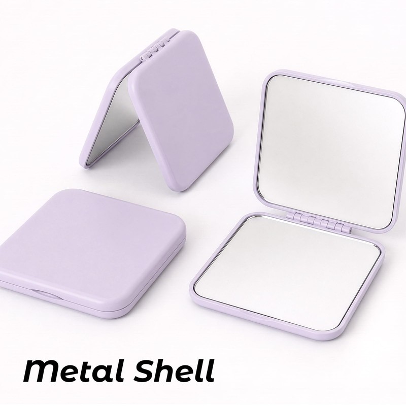 Compact Mirror, Pocket Travel Makeup Mirror for Purse, Metal Square