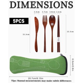 TOZBLEU Wooden Cutlery Set, 4-Piece Cooking Spoon, Reusable, Cutlery in Style, for Tea, Coffee, Honey, Sugar, Spice, Soup, Rice, Mixing, Mixing, Travel Cutlery for Kitchen/Home/Office