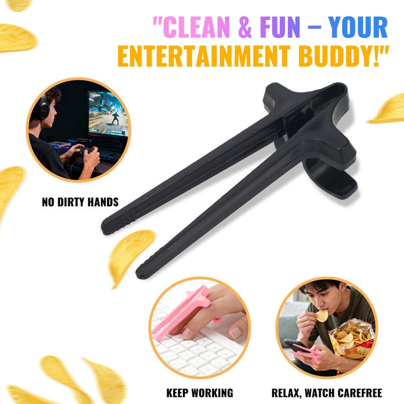 Finger Chopsticks for Snacking,6PCS Reusable Snack Grabber Chip Helper Tool
