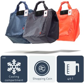 achilles Einkaufswagentasche faltbar mit Kühleinsatz, Kühltasche, Easy-Cooler, Einhängetasche, Einkaufstasche für alle gängigen Einkaufswagen, Tasche für den Einkaufswagen, navy, 54 cm x 35 cm x 39 cm