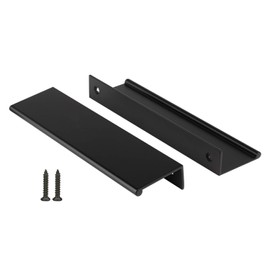 Peaha 10 Pack Kitchen Cabinet Handles Black Cabinet Pulls Black Handles for Dresser Drawers Door Edge Pull Black Finger Pull 128mm/5in Center to Center, LS7030BK128
