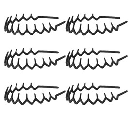 Plastic Zig Zag Headbands with Teeth Sharks Tooth Headbands Wave Teeth Comb Headbands Non-slip Colorful Headbands for Girls and Women (Black, Medium)