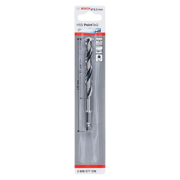 Bosch Professional PointTeQ Hex Drill Bit, for Metal, Diameter 9.5
